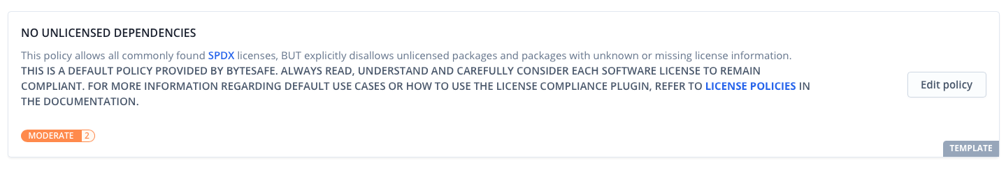 Default license policy