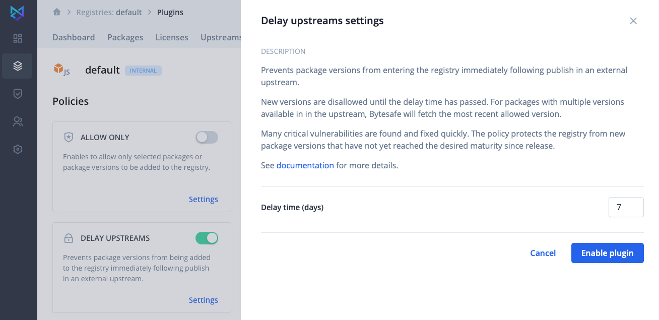Delay-upstream settings